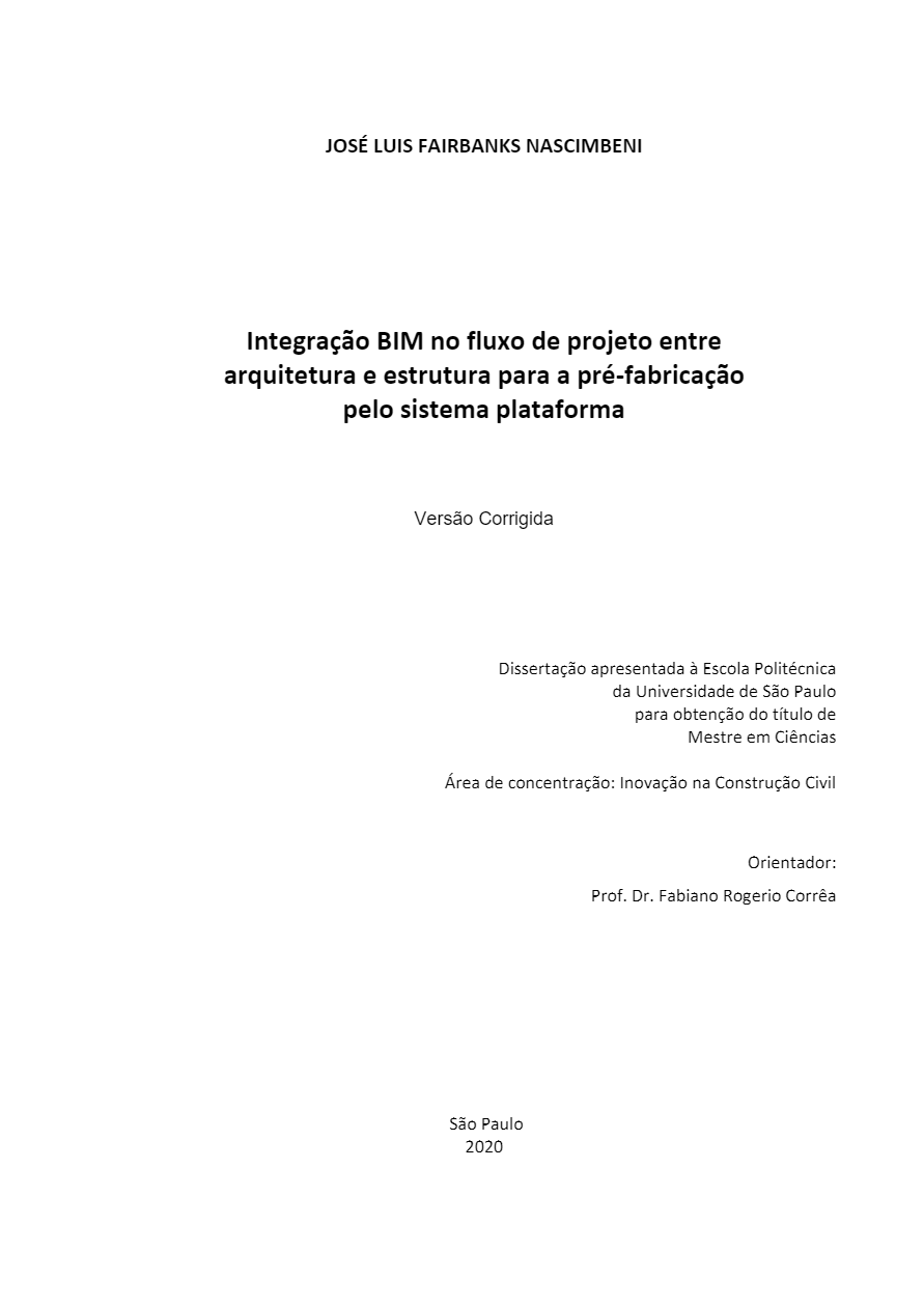 Integração BIM no Fluxo de Projeto entre Arquitetura e Estrutura para a Pré-fabricação pelo Sistema Plataforma