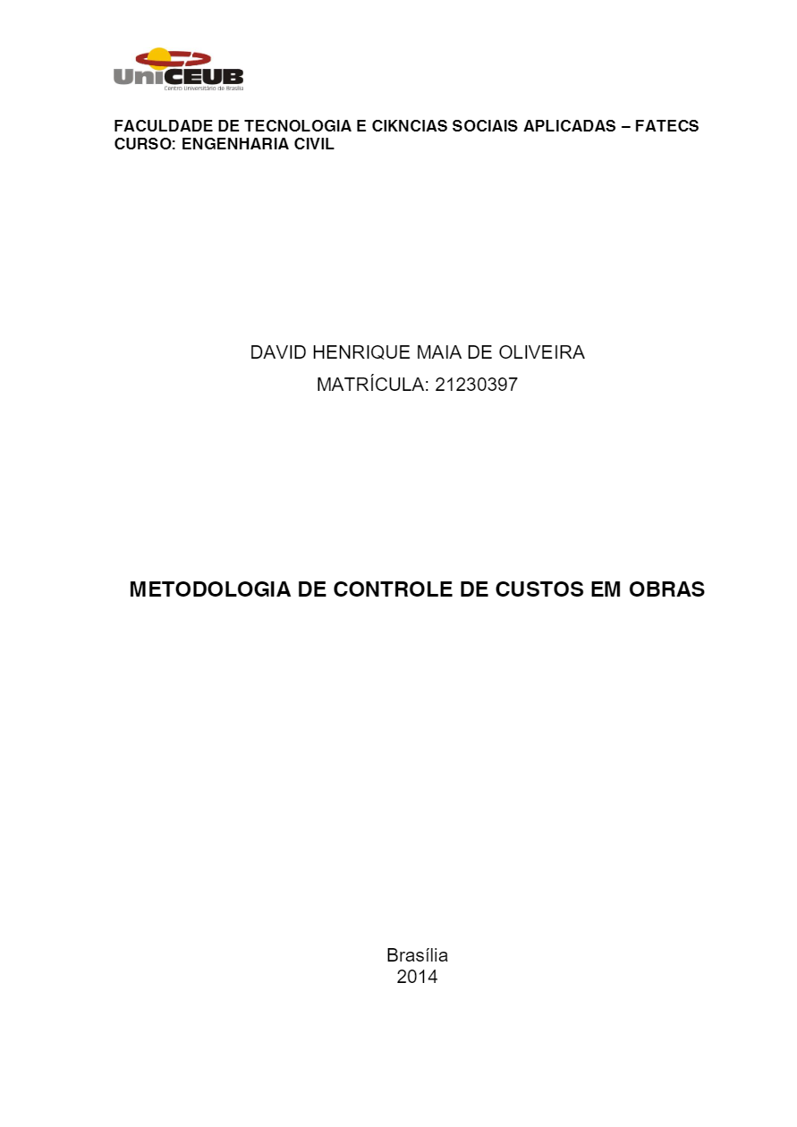 Metodologia de Controle de Custos em Obras