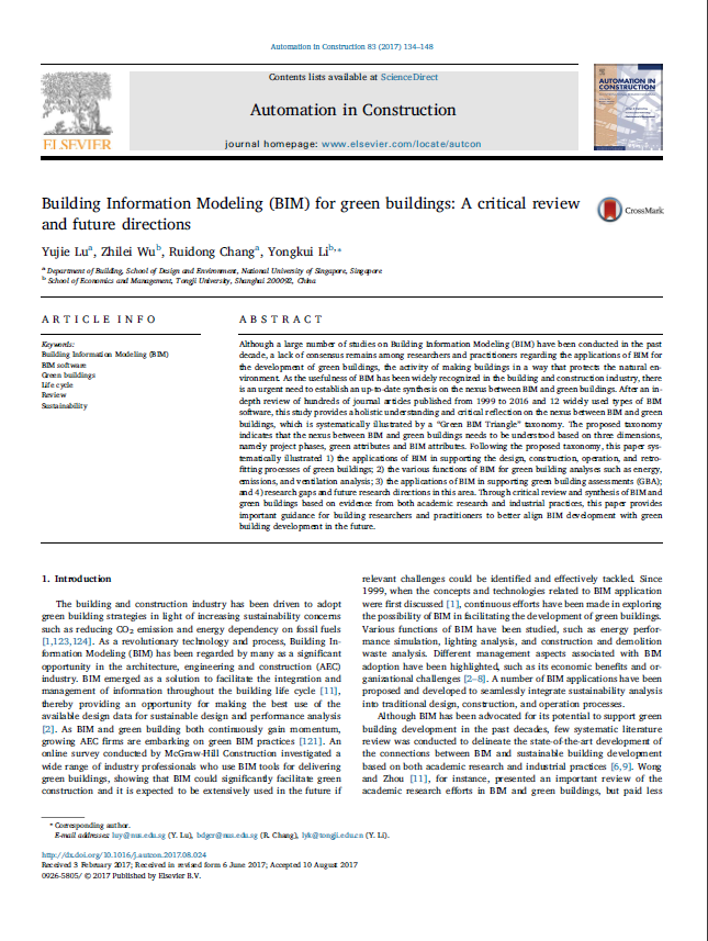 Building Information Modeling (BIM) For Green Buildings: A Critical Review And Future Directions
