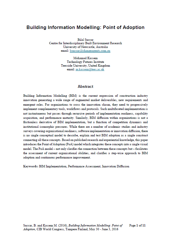 Building Information Modelling: Point of Adoption