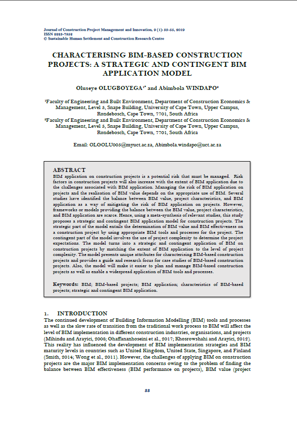 Characterising Bim-based Construction Projects: A Strategic And Contingent BIM Application Model