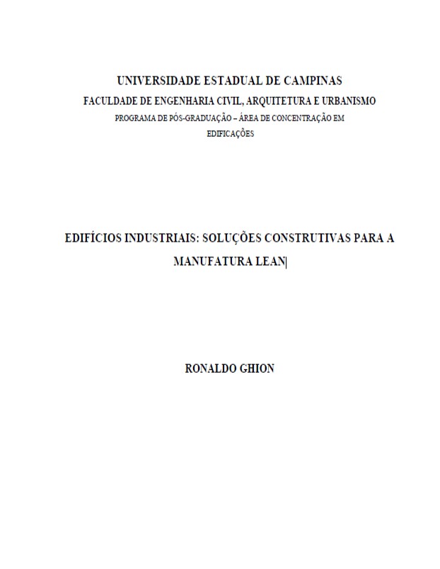 Edifícios Industriais: Soluções Construtivas para a Manufatura Lean