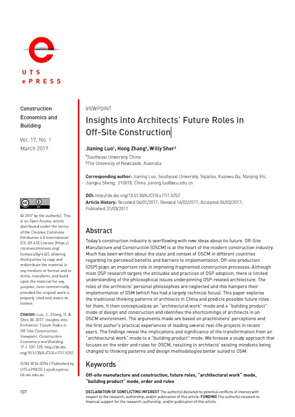 Insights Into Architects’ Future Roles In Off-site Construction