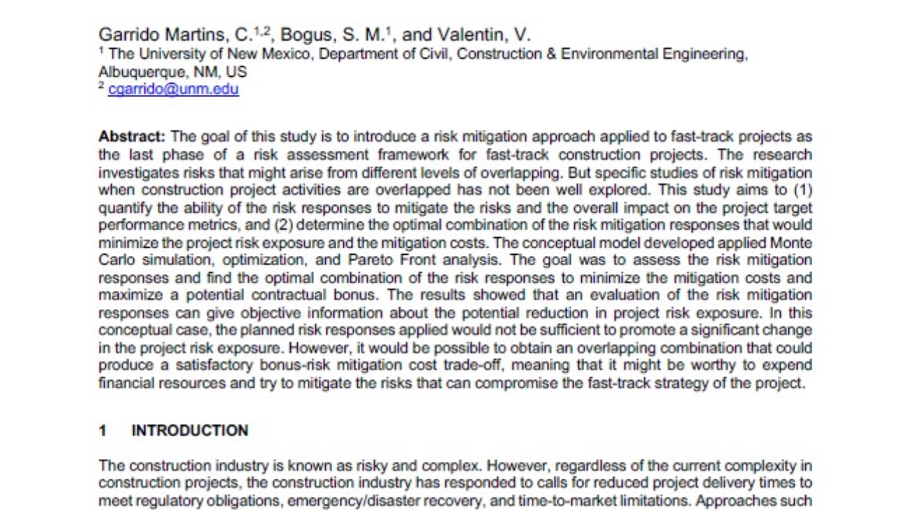 _Assessment Of Project Risks In Fast-track Construction Projects An Evaluation Of Risk Mitigation Responses