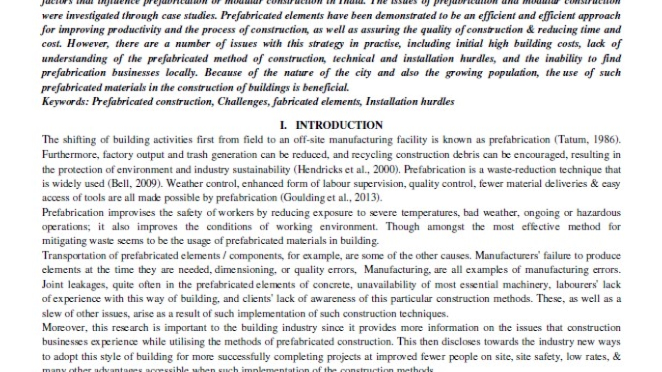 _Challenges Faced in Prefabrication or Modular Construction