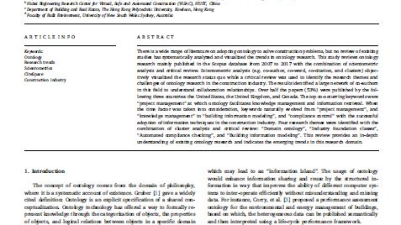 _A Scientometric Analysis And Critical Review Of Construction Related Ontology Research