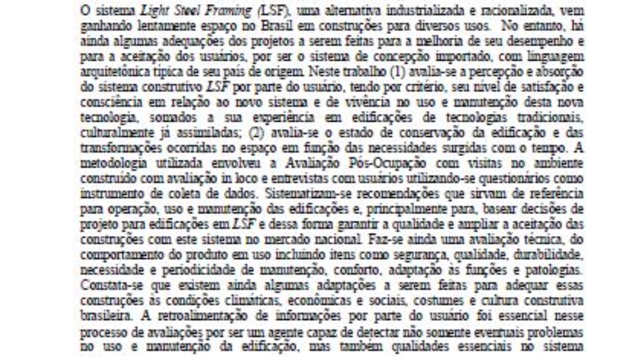_Avaliação Pós-ocupação de Edificações Estruturadas Em Aço, Focando Edificações Em Light Steel Framing