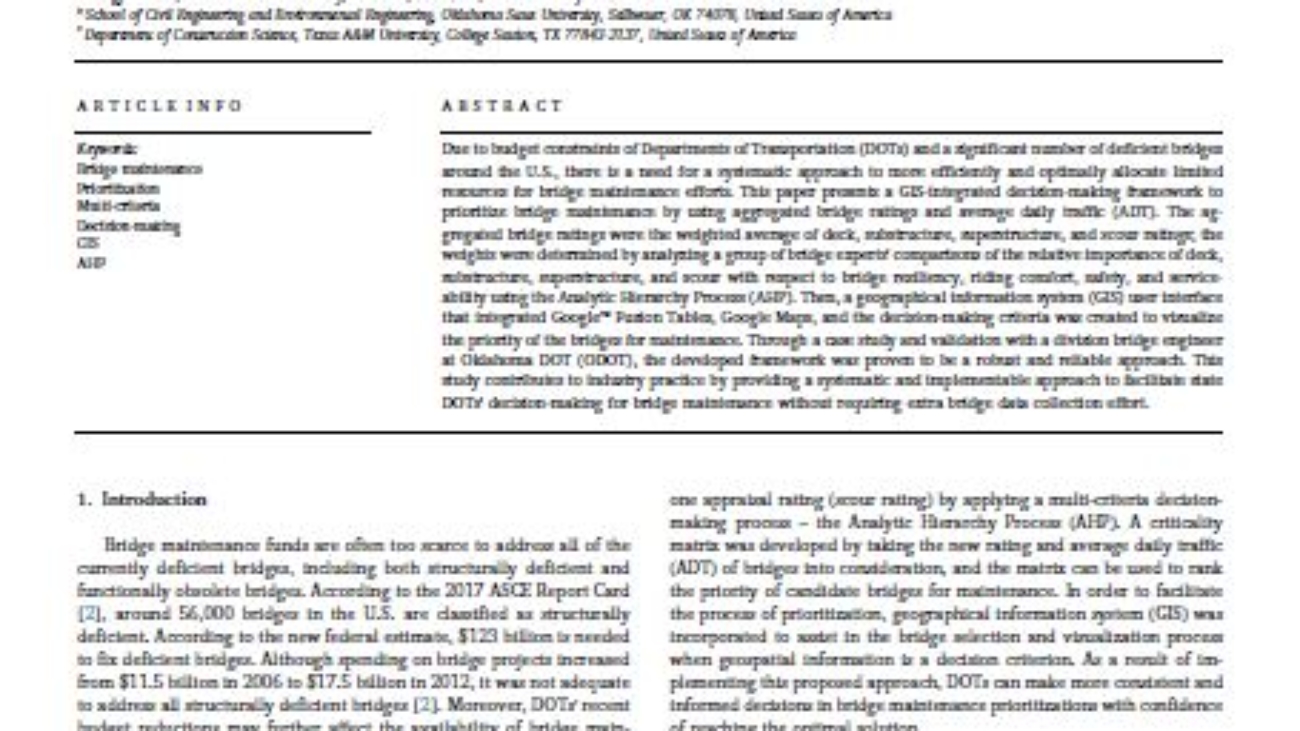 _Bridge Maintenance Prioritization Using Analytic Hierarchy Process And Fusion Tables