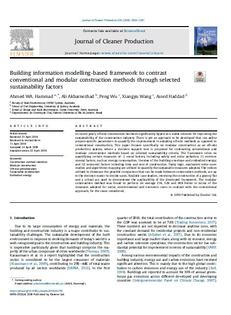 Building Information Modelling-based Framework To Contrast Conventional And Modular Construction Methods Through Selected Sustainability Factors