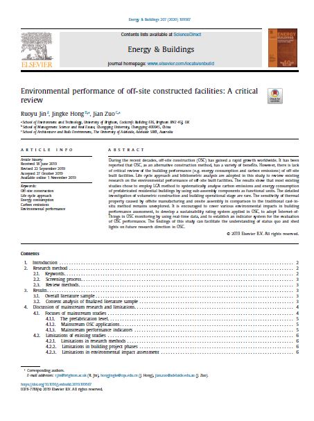 Environmental Performance Of Off-site Constructed Facilities: A Critical Review