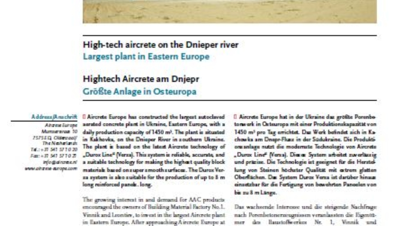 _High-tech Aircrete On The Dnieper River - Largest Plant In Eastern Europe