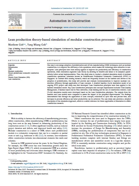 Lean Production Theory-based Simulation Of Modular Construction Processes