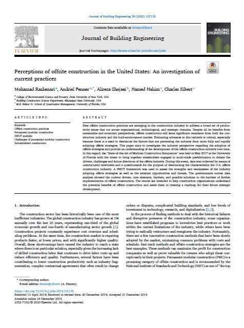Perceptions Of Offsite Construction In The United States: An Investigation Of Current Practices