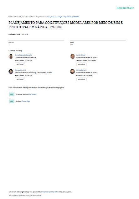 Planejamento Para Construções Modulares Por Meio De Bim E Prototipagem Rápida-PMCON