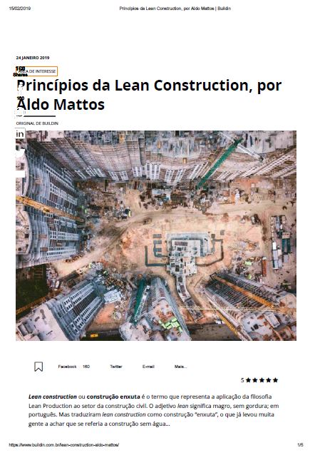 Princípios da Lean Construction, por Aldo Mattos