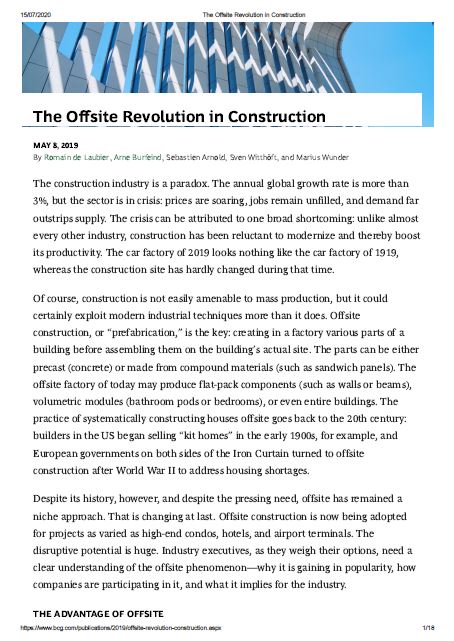 The Offsite Revolution in Construction