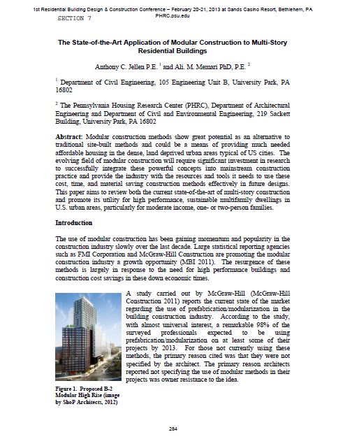 The State-of-the-Art Application of Modular Construction to Multi-Story Residential Buildings