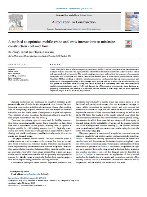 A Method To Optimize Mobile Crane And Crew Interactions To Minimize Construction Cost And Time