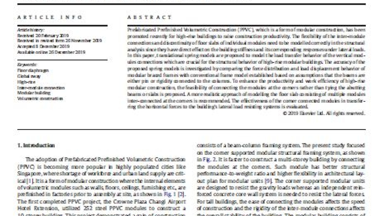 _Modelling Of Connections And Lateral Behavior Of High-rise Modular Steel Buildings