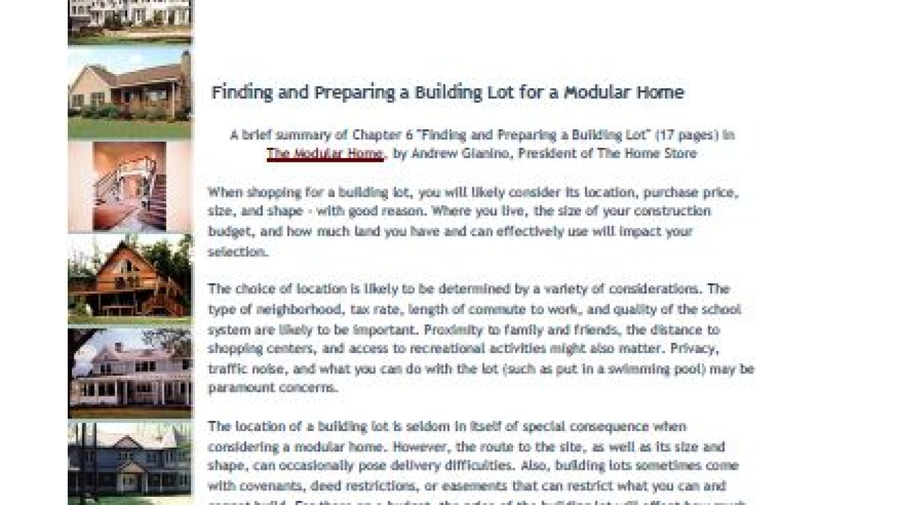 _The Modular Home - Chapter 6 Finding and Preparing a Building Lot for a Modular Home